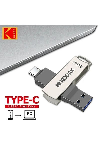 Kodak موديل K273 - مدخل 256 جيجابايت فائق السرعة من النوع C وUSB 3.2 مناسب لسلسلة iPhone