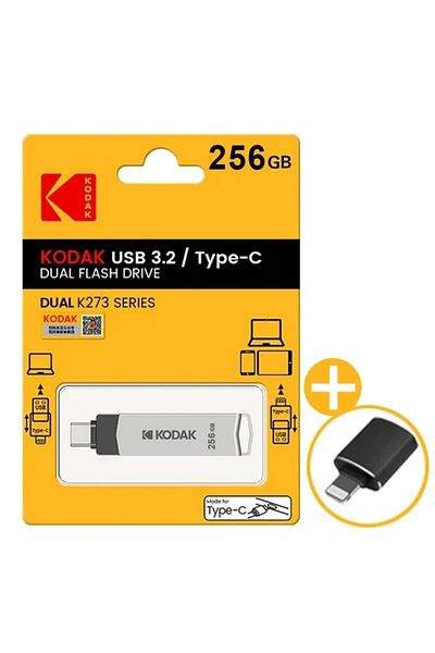 Kodak موديل K273 - مدخل 256 جيجابايت فائق السرعة من النوع C وUSB 3.2 مناسب لسلسلة iPhone