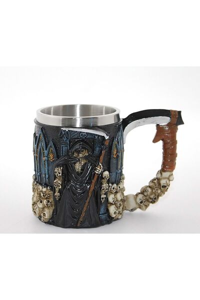 HEPBİMODA Paslanmaz Çelik Kupa Bardak Kuru Kafa Desenli Bardak