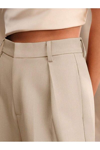 ketenhome Beige Palazzo Women's Trousers - Loose Cut
