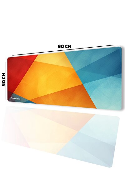 SonicTouch UltraGrand Geometrik Renkler Gamer Oyuncu Xxl Sarı Kırmızı Klavye Mouse Pad 40x90Cm