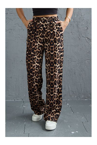Elif Özbey Butik Leopard Patterned Elastic Waist Pants