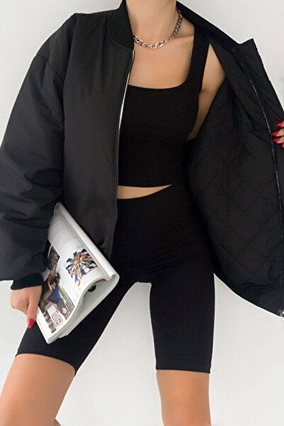 Ottawe Uzun Fermuar Detaylı Kol Yuvarlak Bomber Yaka Çift Cepli Relaxed Fit M...