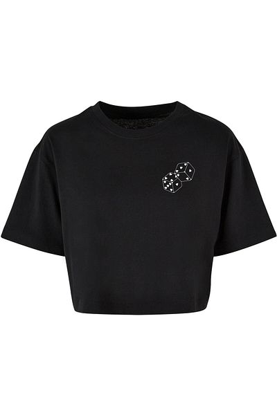 Merchcode Ladies Hugs & Love - Kurzes Oversized-T-Shirt mit Herz-Würfeln