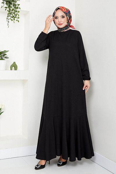 ModaMerve Φόρεμα Hijab - Ελαστική μανσέτα, Μαύρο 285DVL817-M