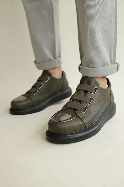 Paolo Zaccardi P251 Mirror Orthopedic Tenis pentru bărbați - piele casual, kaki CST