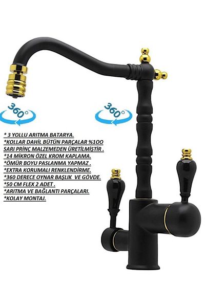Class Armatür Kitchen Purifier Black Sink Faucet
