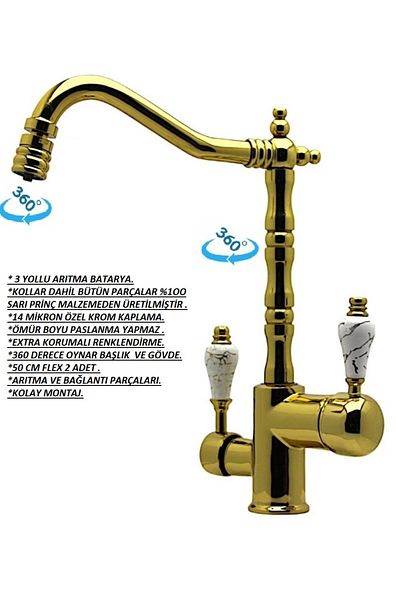Class Armatür Purified Rustic Gold Sink Faucet
