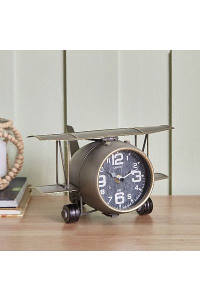 Home Box Maverick Metal Plane Table Clock - 26.5x19.5x15 cm