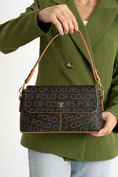 ImPolo حقيبة كتف وكتف نسائية مطبوعة باللون الأسود - مقاس 17x28