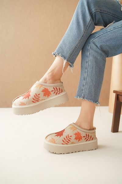 Lively Stylish Αδιάβροχες γούνινες παντόφλες για το σπίτι - Άνετη χοντρή σόλα