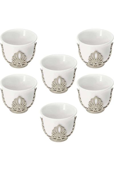 İnova Home Decor Ahsen Silver Mirra - Brown Porcelain Cup Set