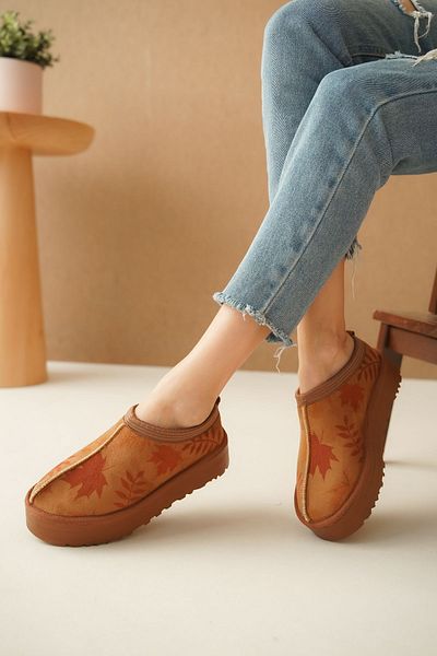 Lively Stylish Αδιάβροχες γούνινες παντόφλες για το σπίτι - Άνετη χοντρή σόλα