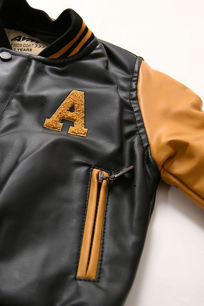 Go Veform Baby Boy and Child Avm2112 Model Mustard Faux Leather Coat