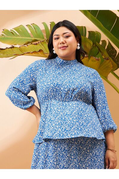 Sassafras By Styli Plus Floral Print Tiered Midi Dress