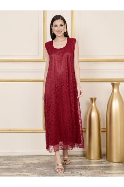 Maxim Creation By Styli Embroidered Lace Sheer Mesh Tie Up Kaftan