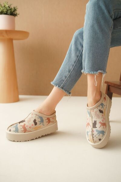 Lively Stylish Αδιάβροχες γούνινες παντόφλες για το σπίτι - Άνετη χοντρή σόλα