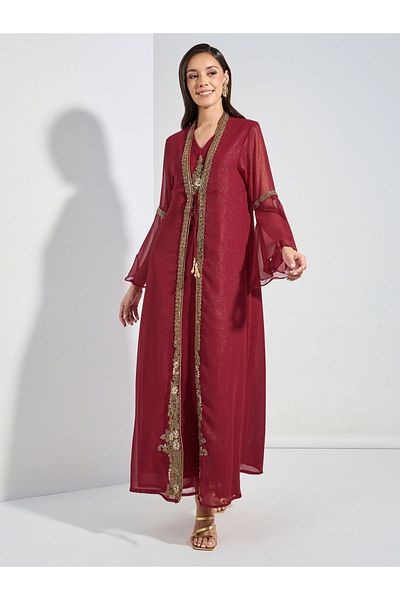 Maxim Creation By Styli Zardosi Embroidery Kaftan with Tie-Up
