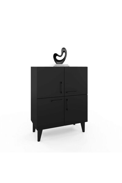 ANZERA Lego Çok Amaçlı Dolap - Siyah - 4 Kapaklı