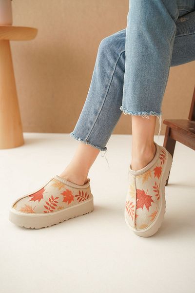 Lively Stylish Αδιάβροχες γούνινες παντόφλες για το σπίτι - Άνετη χοντρή σόλα