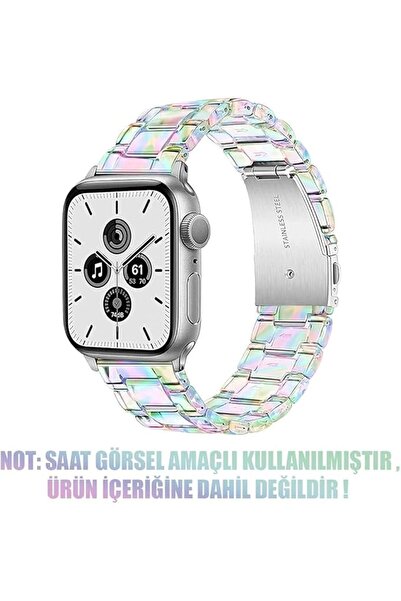 kılıfbenim Apple Watch için Uyumlu Hologram Şeffaf Baklalı Kordon 42 mm 44 mm...