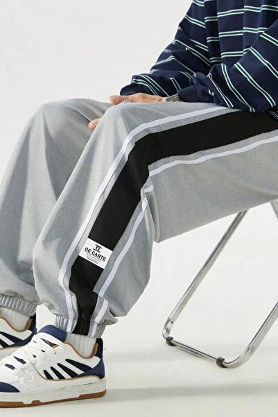 De Carte Men's Gray Sweatpants - 2 Thread Strip Garni Detailed