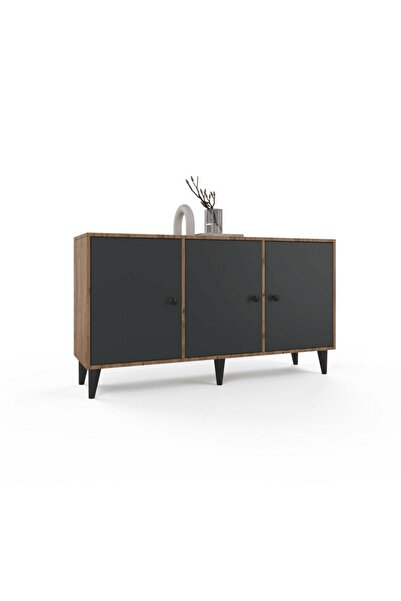 ANZERA Luna Konsol / Şifonyer - Atlas Çam - Antrasit - 3 Kapaklı