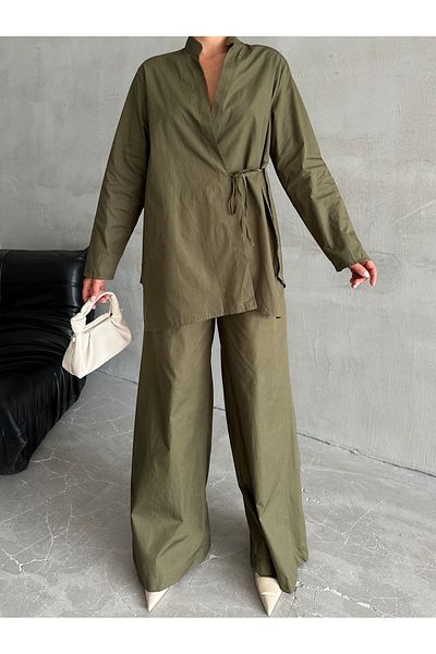 Laluvia Khaki Halley ing és nadrág szett - oldalsó nyakkendő