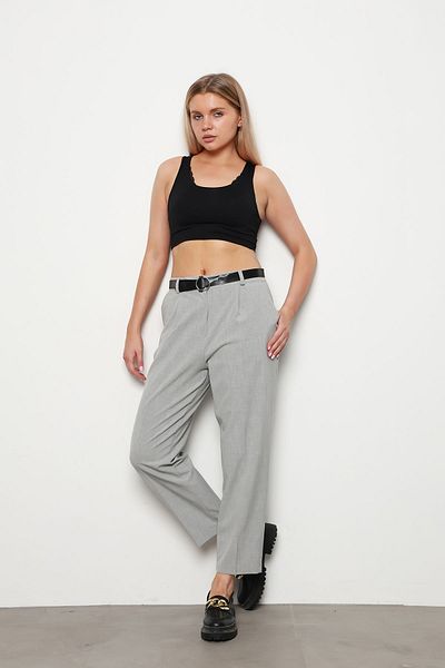 İKLİM LİFE Grey Belted Elastic Waist Trousers
