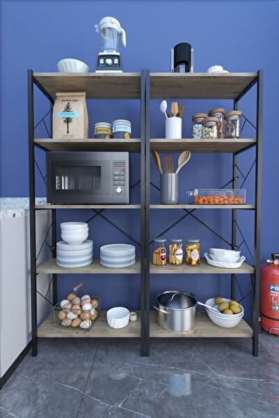 Morpanya Arblue Metal Mutfak Rafı Malzeme Dolabı 5 Raflı Mikrodalga Fırın Rafı Çok Amaçlı Dolap Raf 150 Cm