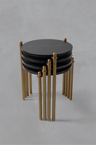 Veys Sehpa 4 Lü Flora Zi?gon Sehpa - Desnli? Si?yah