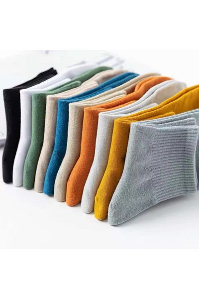 Deray Set of 10 Unisex Plain Sports Tennis Socks