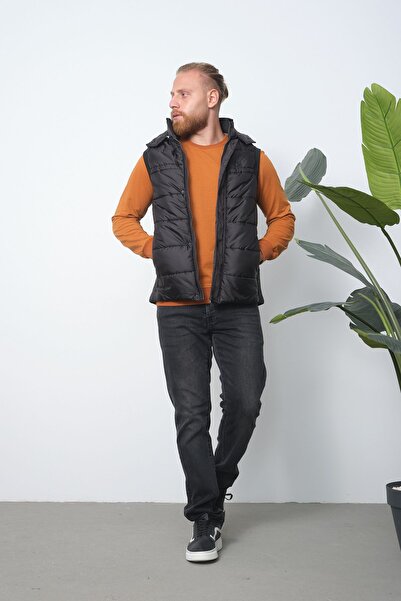 Wise Erkek Penye Astarlı Çıkarılabilir Kapüşonlu Şişme Yelek