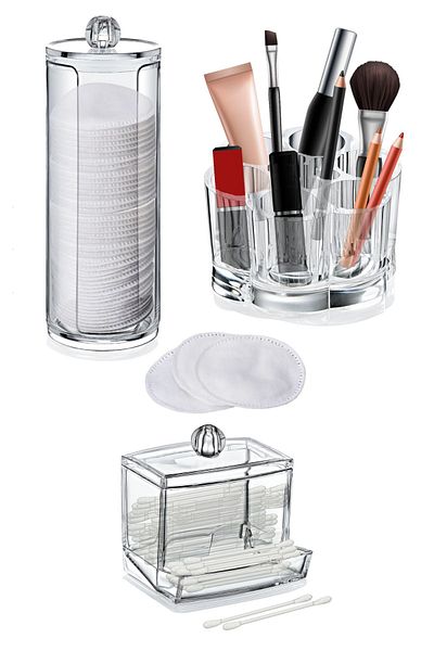 Manken İstanbul 3-Piece Makeup Organizer Set - Cosmetic Product Cotton Swab, Daisy and Ear Swab