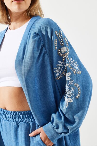 Bianco Lucci طقم نسائي كتان - تفاصيل مطرزة، طقم سفلي علوي MBMS017 60501017