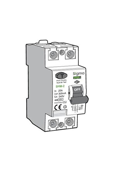 Sigma 2x25 Amp 30 Ma 6kA Monofaze Kaçak Akım Rölesi