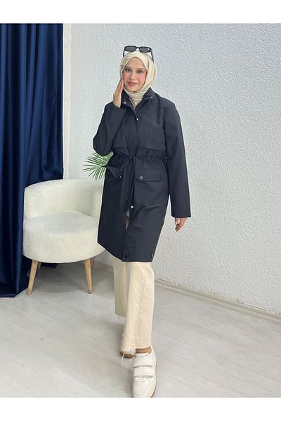lurex moda Double Pocket Trench Coat