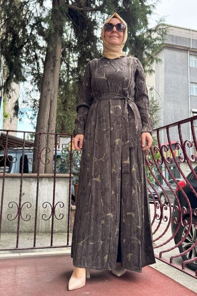 MissWhence Brown Zippered Silk Dress - 36802