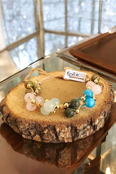 NBS Beautiful Naturel Stones سوار نسائي أنيق - حجر طبيعي، 6 مم، عمل يدوي برج ...