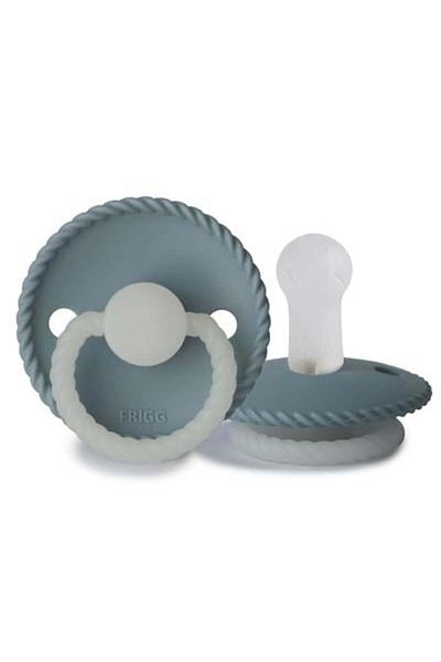 Frigg Stone Blue Night 6-18 Months Rope Silicone Pacifier - Glow in the Dark