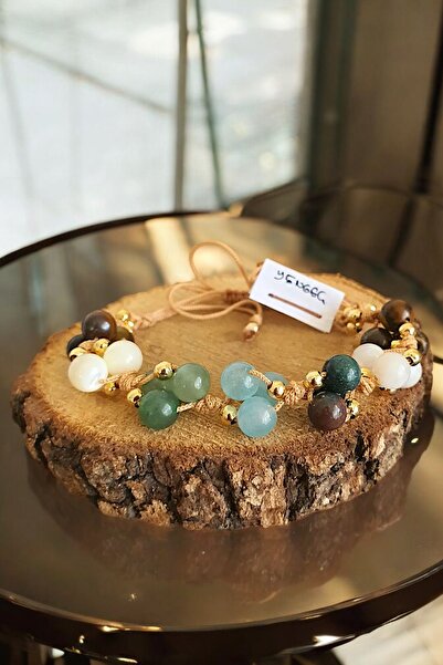 NBS Beautiful Naturel Stones سوار نسائي أنيق - حجر طبيعي، 6 ملم، عمل يدوي على...