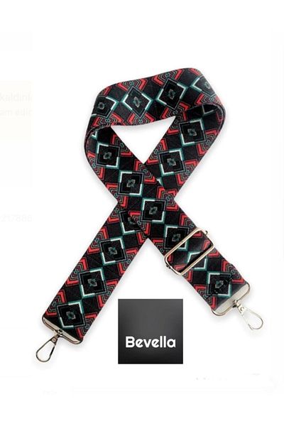 Bevella Ρυθμιζόμενη λαβή τσάντας από πολυεστέρα - Λουράκι τηλεφώνου (120 CM) / Μαύρο μοτίβο εστίασης