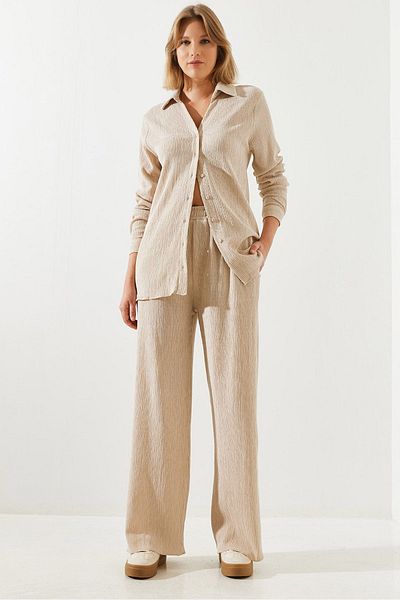 Bianco Lucci Women's Palazzo Pants Wrapped Fabric Top and Bottom Set 60251785