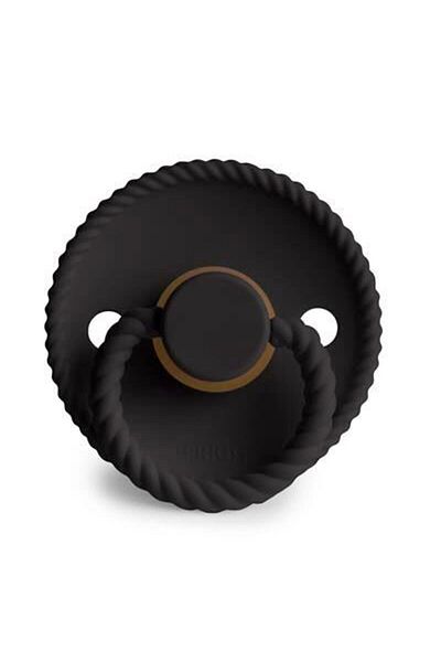 Frigg Jet Black Rope Rubber Pacifier - 6-18 Months