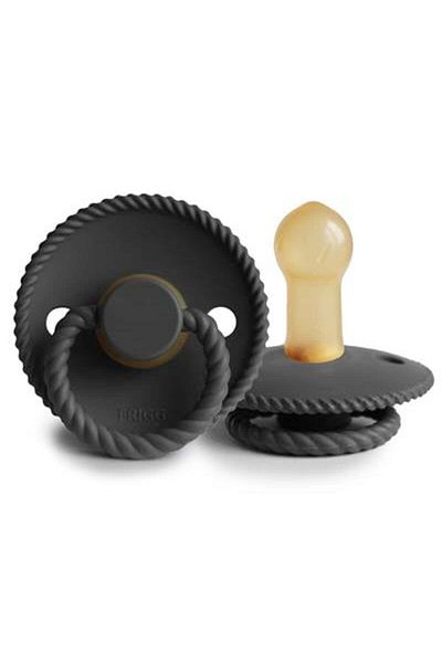 Frigg Jet Black Rope Rubber Pacifier - 6-18 Months