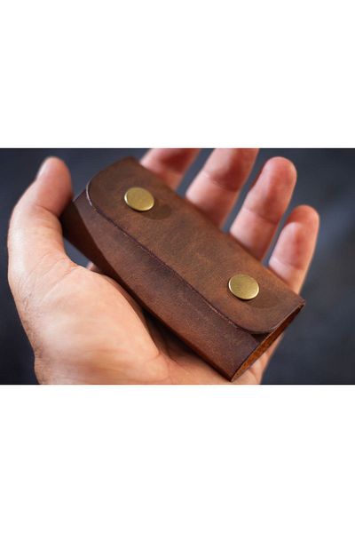 Hi Leather Genuine Leather Snap Keychain