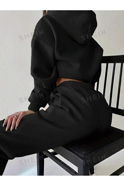 Machetta Women's Crop Sweatshirt and Sweatpants - 3 Thread Double Set