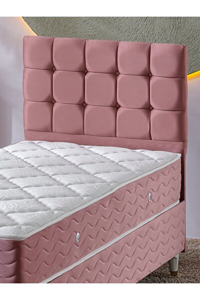 beehanem Bengü 90x190 Tek Kişilik (Baza+Başlık+Yatak) 3 Lü Set (Pembe)