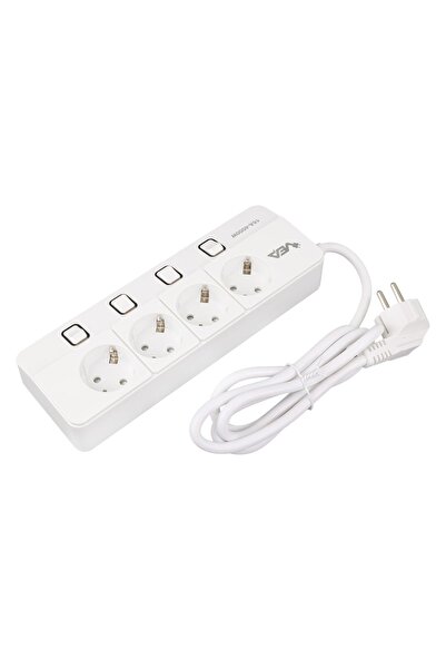 VEA Ve-xman104 A Class 4lü Ayrı Anahtarlı 1.5 Metre Akım Korumalı Grup Priz (MADE IN MALAYSIA)