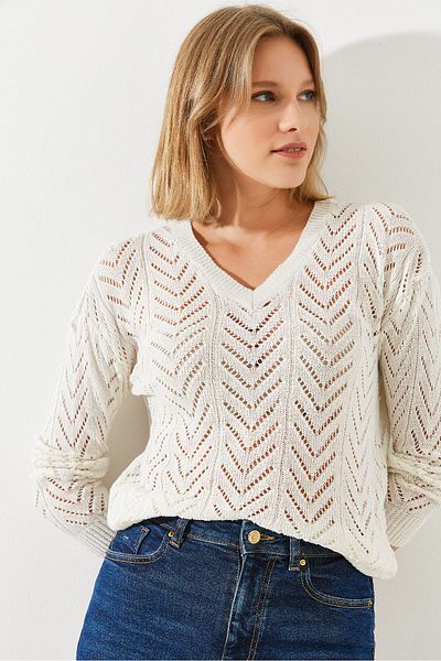 Bianco Lucci Damenpullover mit V-Ausschnitt - 20246038
